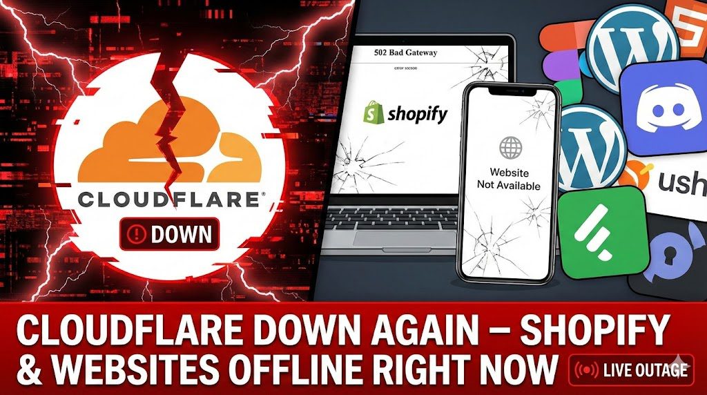 Cloudflare Down Again – Shopify Stores & Many Websites Down
